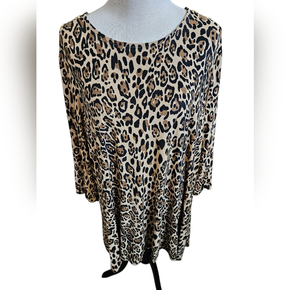 NWT Kim Rogers Leopard Print Women's Top Size 2X